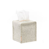 Small Merino Wool Felt Tissue Box Cover, Heather White