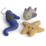 Felt Sea Creatures Ornament Set, Blue/Yellow