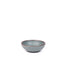A small shallow ceramic bowl in a blue-grey color featuring iron speckles and an unglazed rim