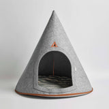 Recycled Felt Pet Cave / Bed - Modern Foldable Dog House, Grey