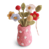 Felt Dotted Vase With Felt Flowers