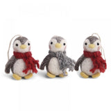 Penguins with Knitted Scarf Felt Ornament, Assorted Scarf Colors