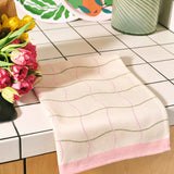 Wave Grid Natural Woven Cotton Tea Towel
