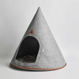 Recycled Felt Pet Cave / Bed - Modern Foldable Dog House, Grey
