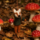 Handmade Felt Frankie the Foraging Fox Christmas Ornament