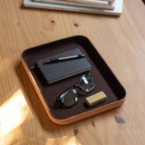 Large Kawabon Leather/Merino Wool Felt Tray, Cocoa