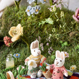 Small White Bunny w/Carrot Basket Figure / Ornament