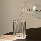Ribbed Carafe and Cup Set, Clear