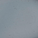 A closeup of a ceramic plate in a blue-grey color with iron speckles throughout