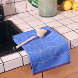 Wave Grid Woven Cotton Tea Towel, Blue