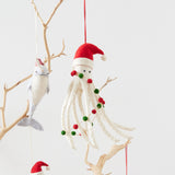Santa Octopus Ornament, White
