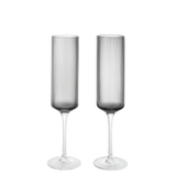 Ferm Living Ripple Champagne Flutes, Smoke Set of 2