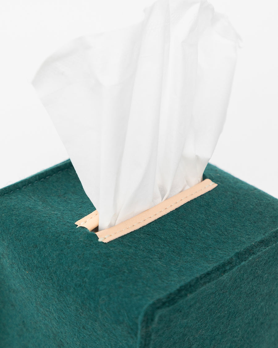 Small Merino Wool Felt Tissue Box Cover, Kombu