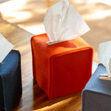 Small Merino Wool Felt Tissue Box Cover, Orange