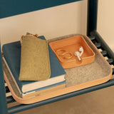 Large Kawabon Leather/Merino Wool Felt Tray, Granite