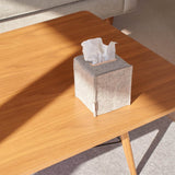 Small Merino Wool Felt Tissue Box Cover, Heather White