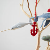 Narwhal Ornament, Grey-Blue
