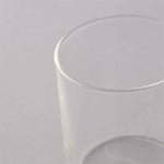 Clear glass on a light gray background