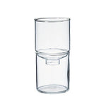 Clear glass vase on a white background