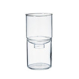 Clear glass vase on a white background