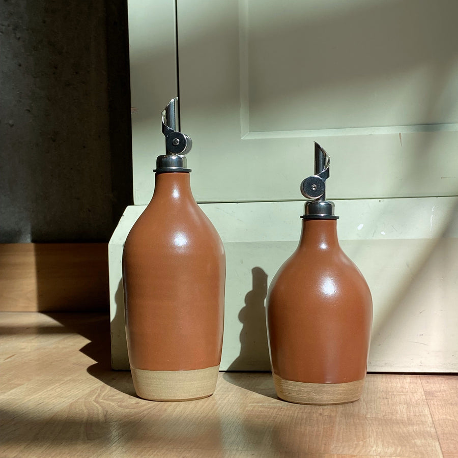 Ceramic Oil Bottle, Two Sizes - Burnt Earth