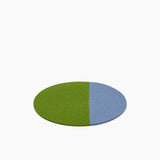 Jaunt 10" Round Merino Wool Felt Trivet, Loden Green/Horizon