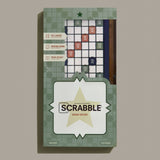 Scrabble Grand edition box with star design on a beige background
