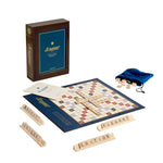 Scrabble Heritage Edition game set with tiles and box on a white background