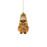 Stacked Owls Glass Ornament