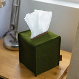 Small Merino Wool Felt Tissue Box Cover, Moss