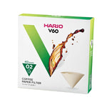 Hario V60 coffee paper filter packaging on a white background