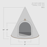 Pet teepee with dimensions on a white background