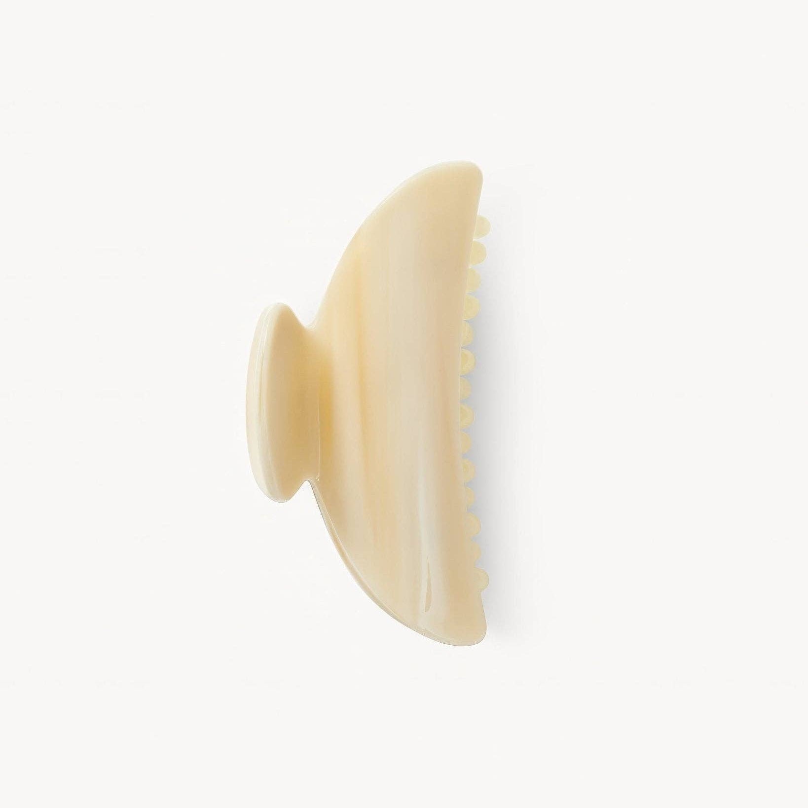 Midi Heirloom Claw in Alabaster, handmade double-walled hair clip for medium hair volume, crafted from Italian acetate.