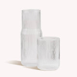 Ribbed Carafe and Cup Set, Clear