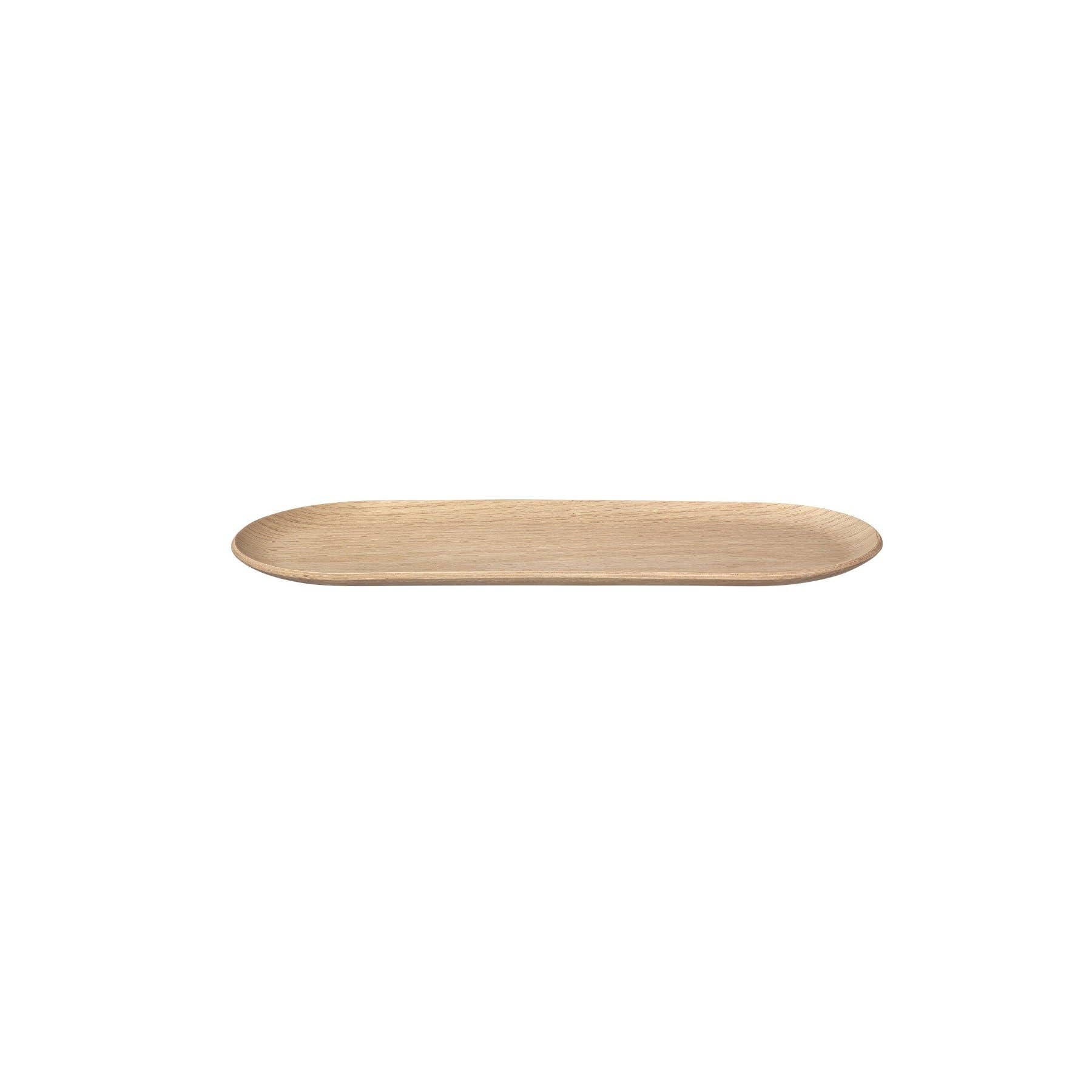 Wooden oval tray on a white background