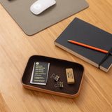 Small Kawabon Leather/Merino Wool Felt Catchall Tray, Cocoa