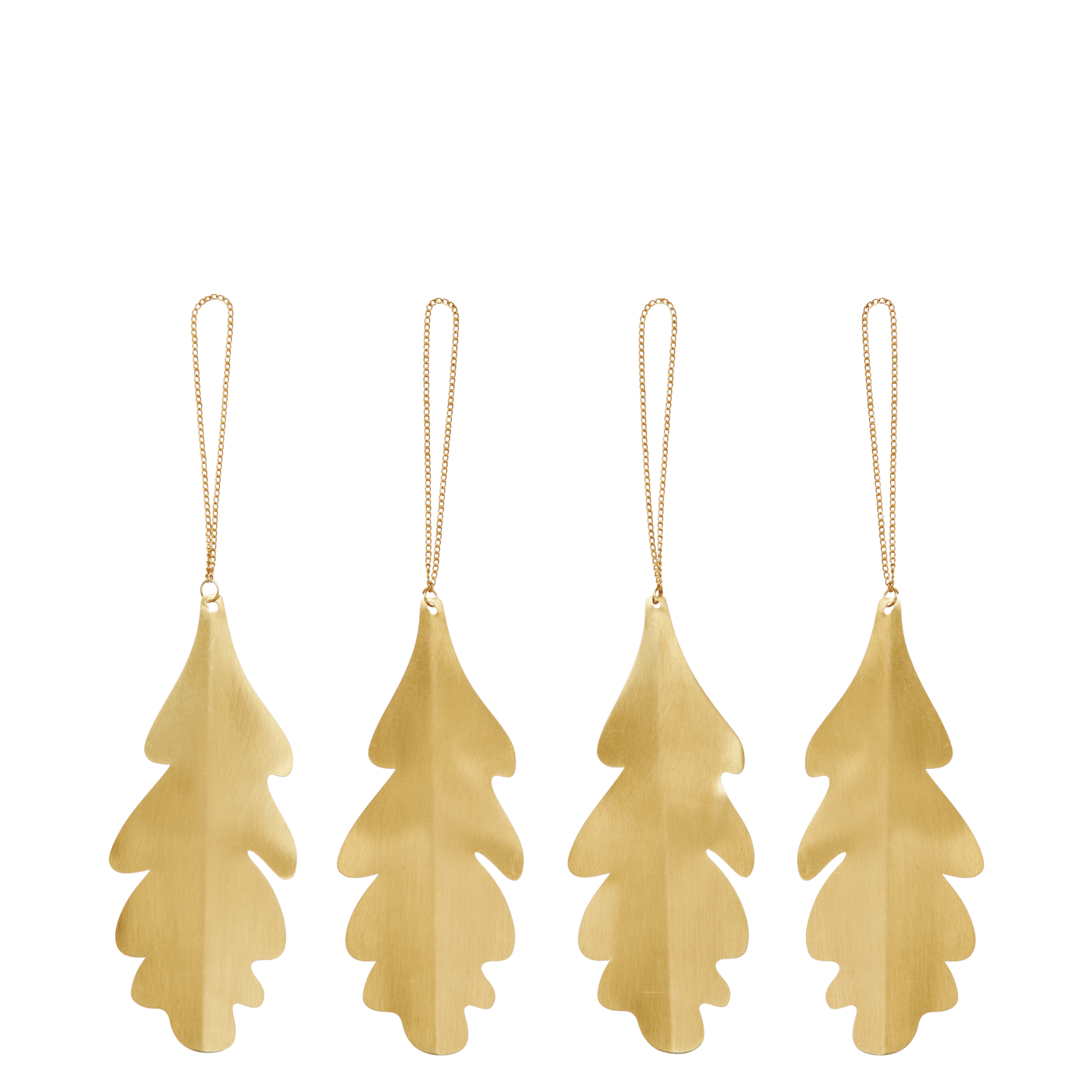 Four gold leaf-shaped ornaments on a black background