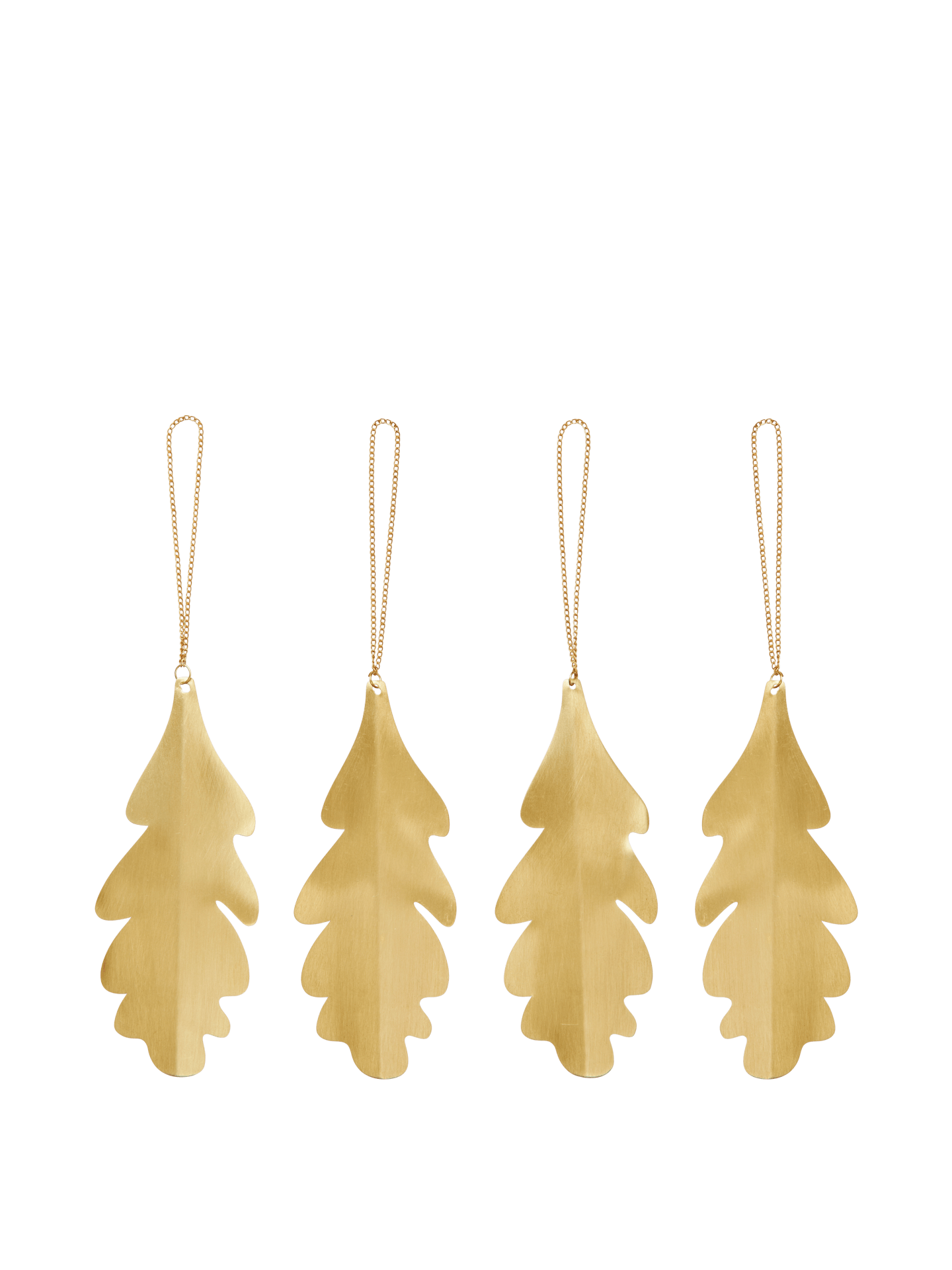 Four gold leaf-shaped ornaments on a black background