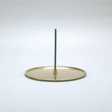 Round Flat Matte Brass Incense Holder