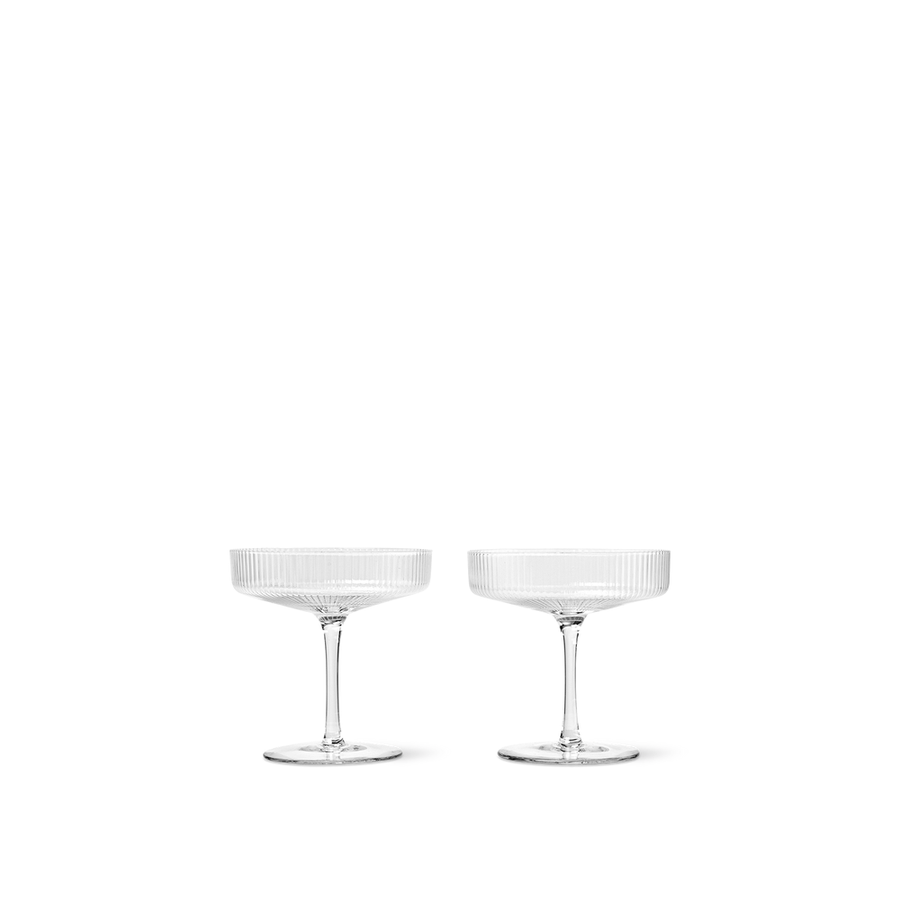 Ferm Living Ripple Champagne Saucers / Coupes, Clear - Set of 2
