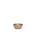 A tiny rounded ceramic bowl in a warm pale brown color featuring iron speckles and an unglazed rim