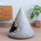Recycled Felt Pet Cave / Bed - Modern Foldable Dog House, Grey