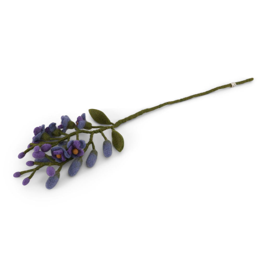 Felt purple wisteria flower stem