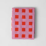 Cotton Tea Towel - Lilac & Warm Red Squares | Wrap