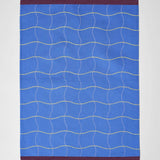 Wave Grid Woven Cotton Tea Towel, Blue