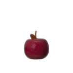 Red apple-shaped object with a brown stem on a white background