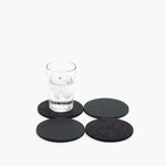 charcoal grey felt and leather round coasters