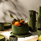 Ewa Stoneware Medium Serving Bowl, Matte Green