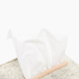 Small Merino Wool Felt Tissue Box Cover, Heather White