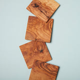 Olive Wood Square Coasters, Set of 4